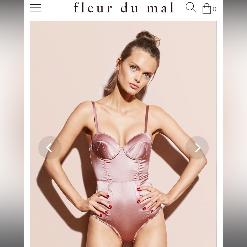 Fleur du Mal XS Pink Bullet Satin Bodysuit